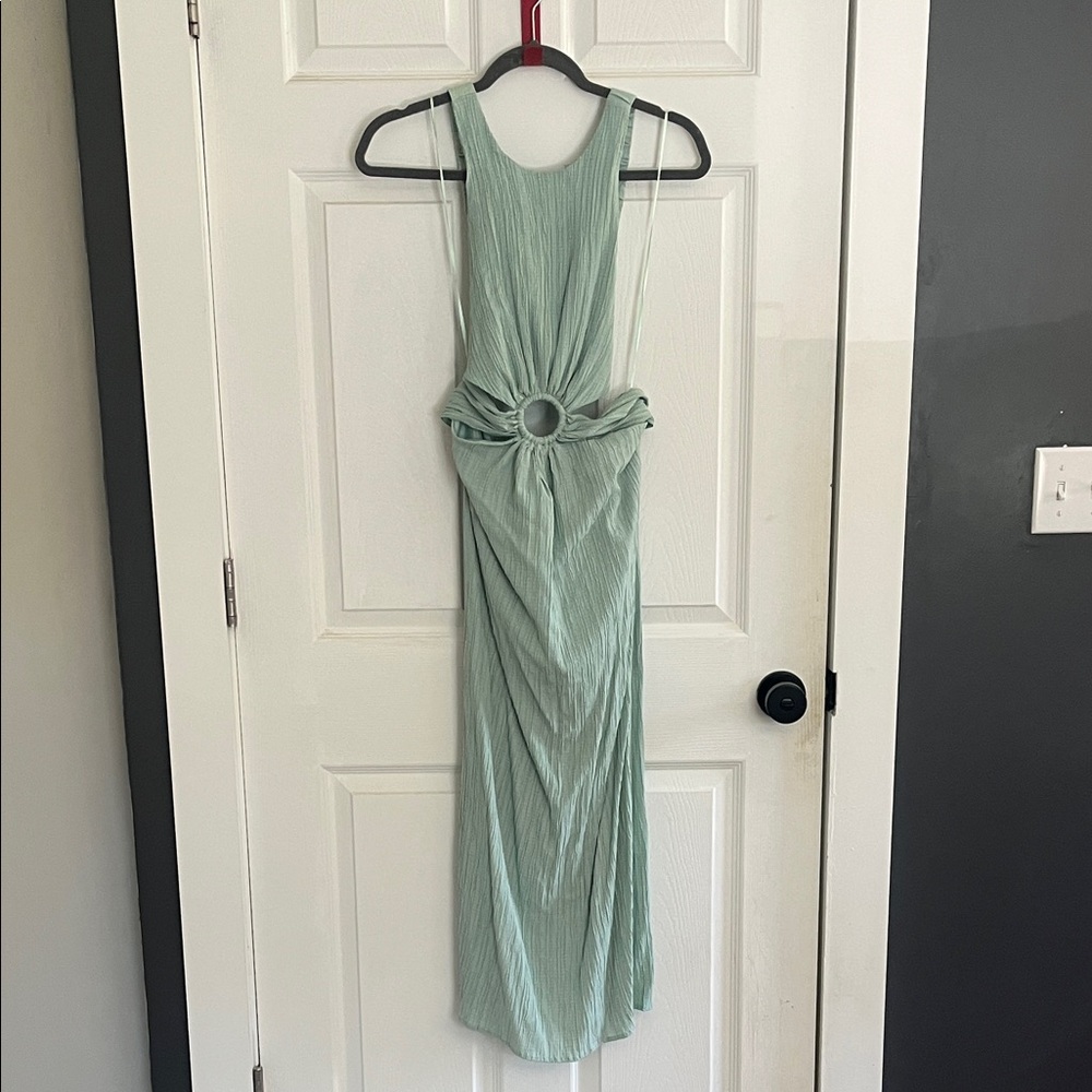 HYFVE turquoise backless Midi Dress with Front Ring Detail medium